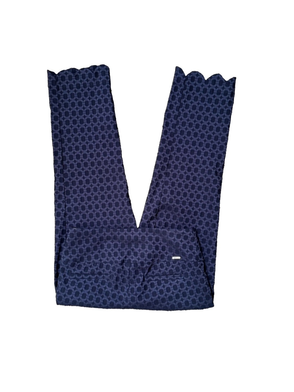 Swing Control Crop Golf Pants Women's 4 Navy Blue Geometric Scallop Hem Stretch - Picture 5 of 9